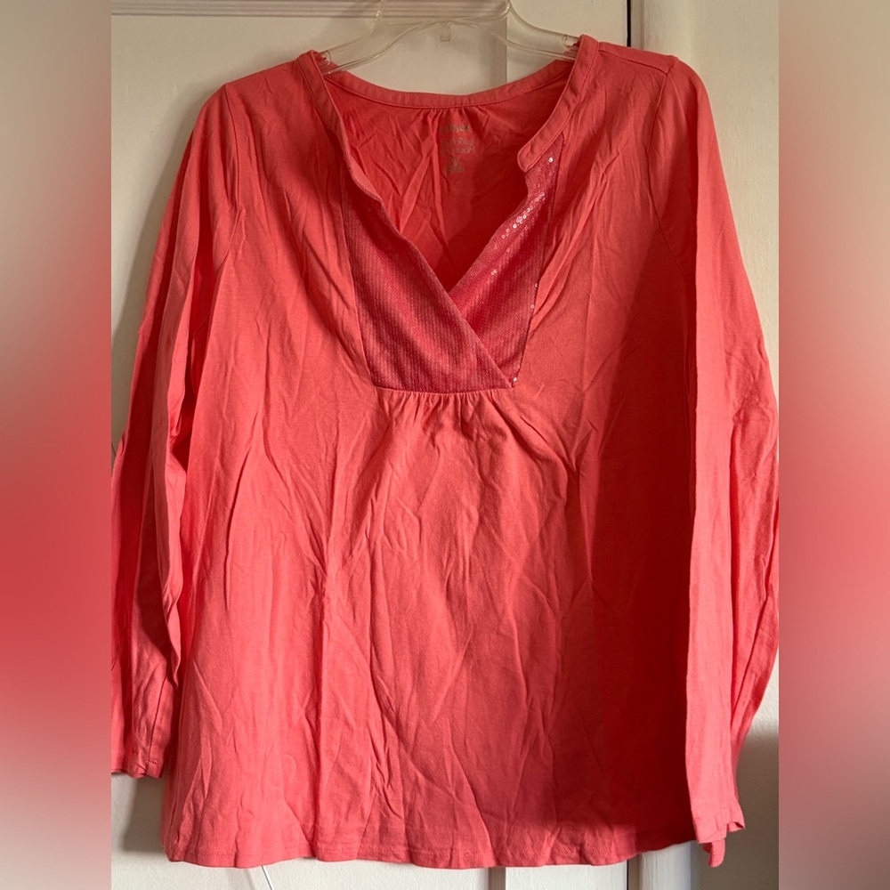 Lane Bryant Coral Long Sleeve Blouse